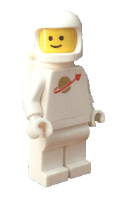 A white Lego astronaut. When you hover your mouse over them they will give you a little wave goodbye!