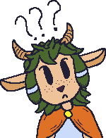 Illustration of Jamn looking confused. He is a faun with long wavy hair, small horns, and long flat ears. He is wearing an orange cloak with a blue tunic underneath.